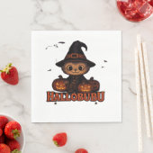 Serviette En Papier Hallobubu Halloween mignonne et Éffrayante sorcièr (En situation)
