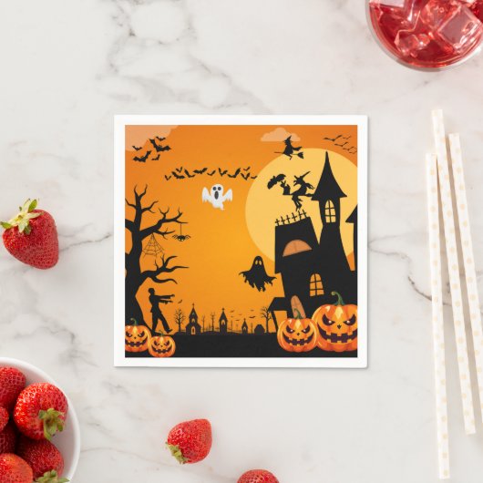 Serviette En Papier Halloween (En situation)