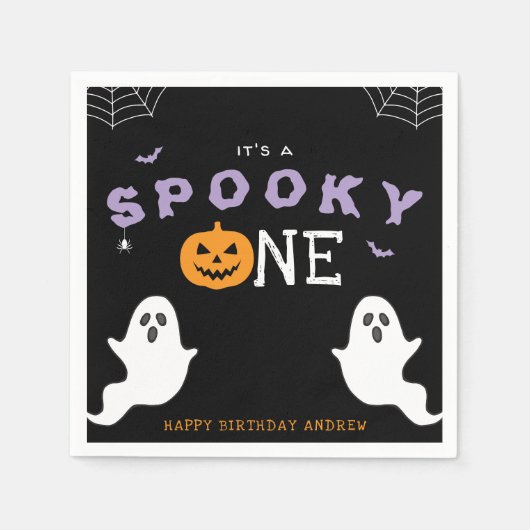 Serviette En Papier Halloween 1er anniversaire Éffrayant un fantôme go (Devant)