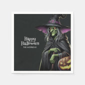 Serviette En Papier Halloween à thème de sorcière effrayant (Devant)