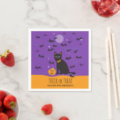 Serviette En Papier Halloween Anniversaire Noir Chat et chauves-souris (En situation)