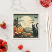 Serviette En Papier Halloween/Automne/Automne/citrouille/chat (En situation)