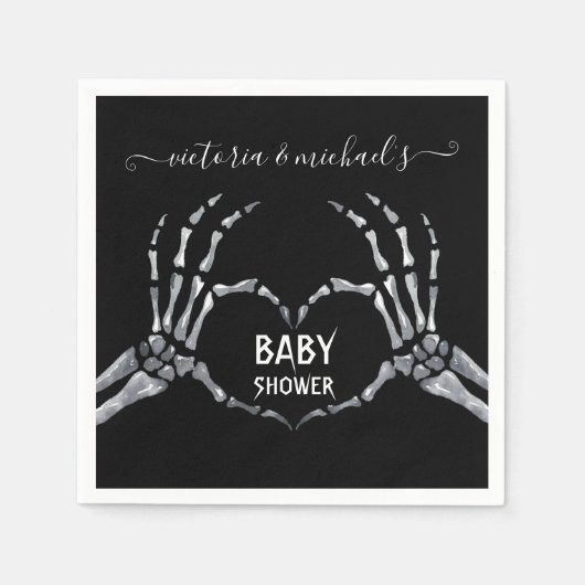 Serviette En Papier Halloween Baby shower Squelette Mains Coeur (Devant)