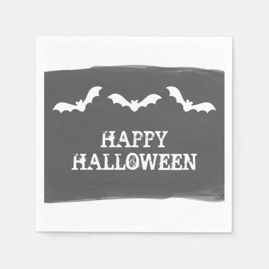 Serviette En Papier Halloween Bats d'aquarelle noir blanc (Devant)