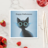Serviette En Papier Halloween Big Eyes Black Blue Evil Chat (En situation)