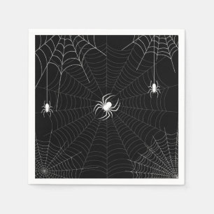 Serviette En Papier Halloween Black et White Spider Web