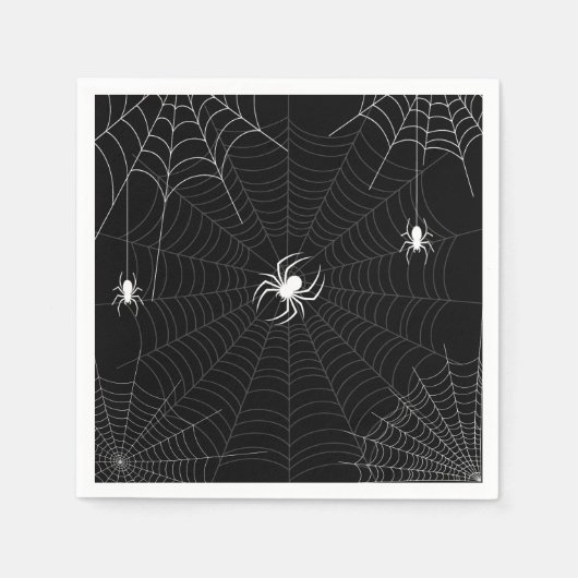 Serviette En Papier Halloween Black et White Spider Web (Devant)