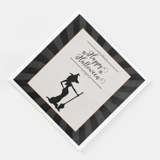 Serviette En Papier Halloween Black Starburst Witch (Coin)