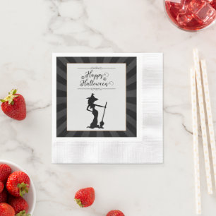 Serviette En Papier Halloween Black Starburst Witch