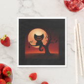 Serviette En Papier Halloween blanc standard déjeuner Napkin/chat (En situation)