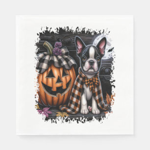 Serviette En Papier Halloween Boston Terrier Dog