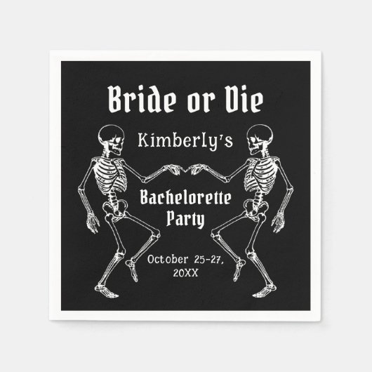 Serviette En Papier Halloween Bride or Die Skeleton Bachelorette Party (Devant)