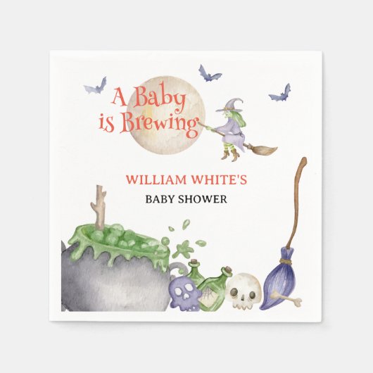 Serviette En Papier Halloween Cauldron Baby brasse une douche (Devant)