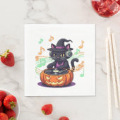 Serviette En Papier Halloween chat Dj T-shirt surdimensionné (En situation)