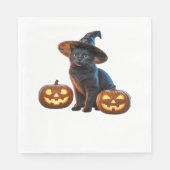 Serviette En Papier Halloween Chat Noir Magic Classic T-Shirt (Devant)