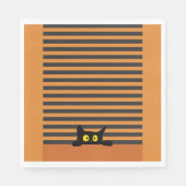 SERVIETTE EN PAPIER HALLOWEEN CHAT NOIR ORANGE ET NOIR (Devant)
