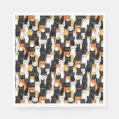 Serviette En Papier Halloween Chats noirs blancs orange (Devant)