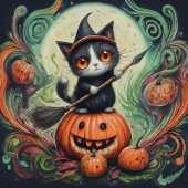 Serviette En Papier Halloween chatte-sorcière et citrouille Hallowee