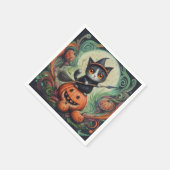 Serviette En Papier Halloween chatte-sorcière et citrouille Hallowee (Coin)