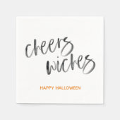 Serviette En Papier Halloween Cheers Witches Aquarelle Script (Devant)