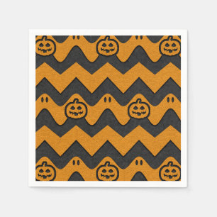 Serviette En Papier Halloween Chevron Motif avec Fantômes et Citrouill