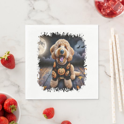 Serviette En Papier Halloween chien Goldendoodle (En situation)
