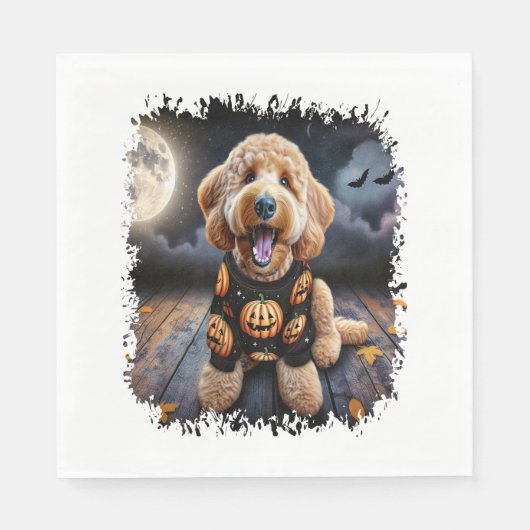 Serviette En Papier Halloween chien Goldendoodle (Devant)