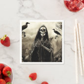 Serviette En Papier Halloween cimetière cimetière gothique squelette (En situation)