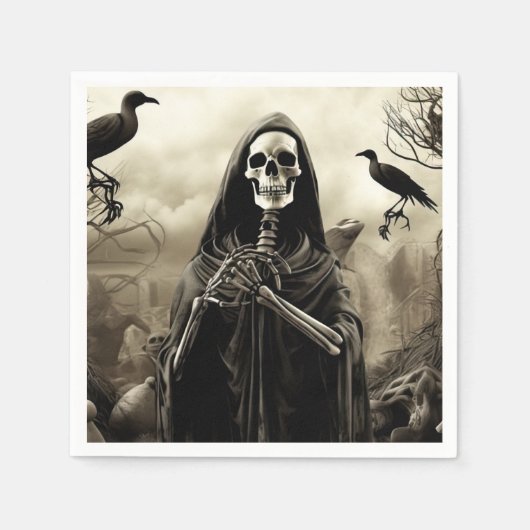 Serviette En Papier Halloween cimetière cimetière gothique squelette (Devant)