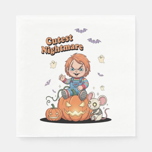 Serviette En Papier Halloween cinglé de cauchemar (Devant)