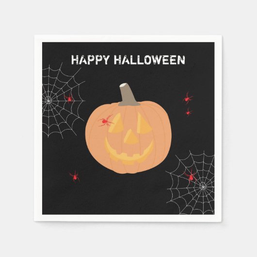 Serviette En Papier Halloween Citrouille Bonne fête d'Halloween (Devant)