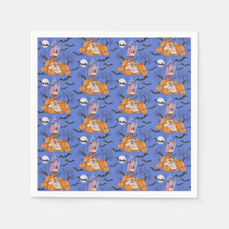 Serviette En Papier Halloween, citrouille, crâne et chauves-souris ser