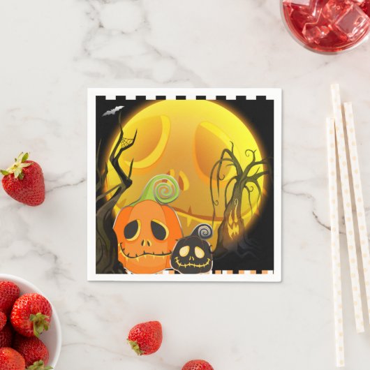 Serviette En Papier Halloween Citrouille mignon Fête Whimsical (En situation)