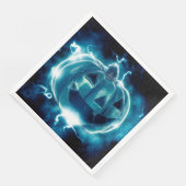 Serviette En Papier Halloween Citrouille noir et bleu effrayant (Coin)