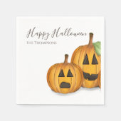 Serviette En Papier Halloween Citrouilles mignons Jack O'lanterns Simp (Devant)