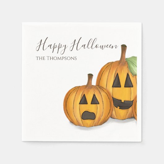 Serviette En Papier Halloween Citrouilles mignons Jack O'lanterns Simp (Devant)