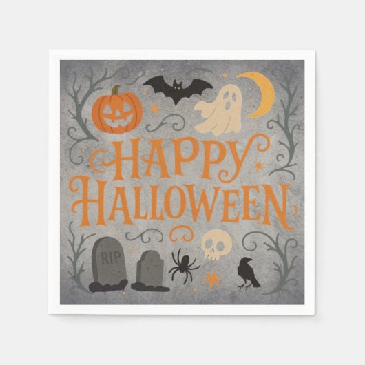 Serviette En Papier Halloween classique et vintage (Devant)