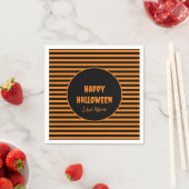 Serviette En Papier Halloween classique orange et noir rayé (En situation)