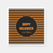 Serviette En Papier Halloween classique orange et noir rayé (Devant)