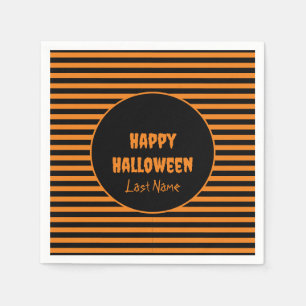 Serviette En Papier Halloween classique orange et noir rayé