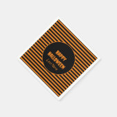 Serviette En Papier Halloween classique orange et noir rayé (Coin)