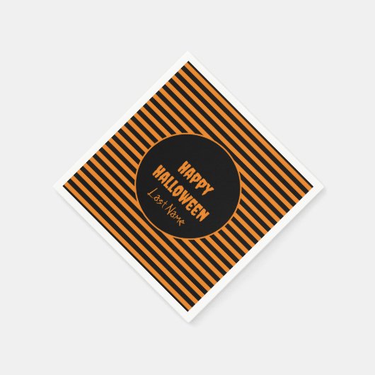 Serviette En Papier Halloween classique orange et noir rayé (Coin)