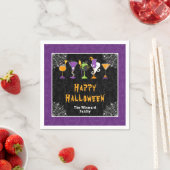 Serviette En Papier Halloween Cocktails and Costumes Party Purple (En situation)