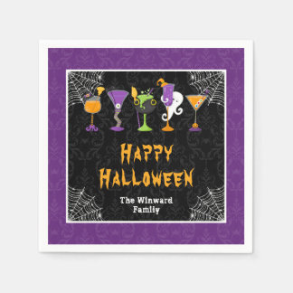 Serviette En Papier Halloween Cocktails and Costumes Party Purple