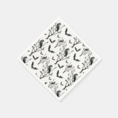 Serviette En Papier Halloween Corbeaux chauves-souris noir et blanc Aq (Coin)