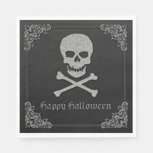 Serviette En Papier Halloween crâne et os croisés