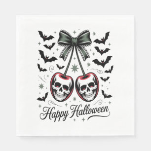 Serviette En Papier Halloween crâne gothique cerise