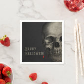 Serviette En Papier Halloween crâne humain Etching noir (En situation)