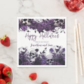 Serviette En Papier Halloween crâne violet (En situation)
