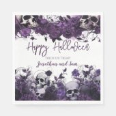 Serviette En Papier Halloween crâne violet (Devant)